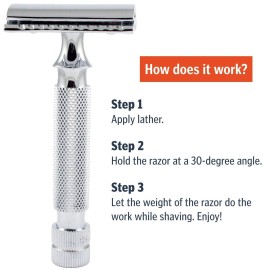 Safety Razors for Men Double Edge Safety Razor for Shaving - Razors for Men Reusable Stainless Steel Manual Cut Throat Single Blade Razor Navajas Para Barbero- 5 Shaving Blades By Krisp Beauty Safety Razors for Men Double Edge Safety Razor for Shaving - Razors for Men Reusable Stainless Steel Manual Cut Throat Single Blade Razor Navajas Para Barbero- 5 Shaving Blades By Krisp Beauty