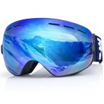 EXP VISION Snowboard Ski Goggles Men Women Youth, Anti Fog OTG Winter Snow Goggles Spherical Detachable Lens (Blue)