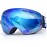 EXP VISION Snowboard Ski Goggles Men Women Youth, Anti Fog OTG Winter Snow Goggles Spherical Detachable Lens (Blue)