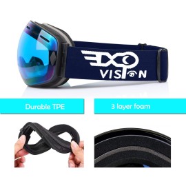 EXP VISION Snowboard Ski Goggles Men Women Youth, Anti Fog OTG Winter Snow Goggles Spherical Detachable Lens (Blue) EXP VISION Snowboard Ski Goggles Men Women Youth, Anti Fog OTG Winter Snow Goggles Spherical Detachable Lens (Blue)