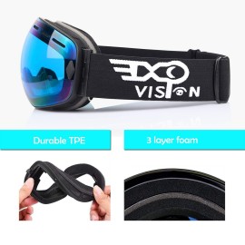 EXP VISION Snowboard Ski Goggles Men Women Youth, Anti Fog OTG Winter Snow Goggles Spherical Detachable Lens (Blue) EXP VISION Snowboard Ski Goggles Men Women Youth, Anti Fog OTG Winter Snow Goggles Spherical Detachable Lens (Blue)