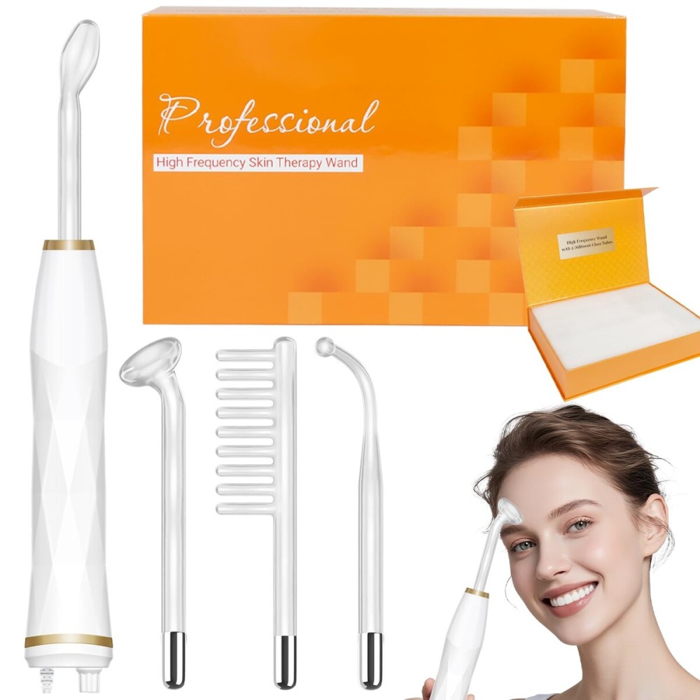 TUMAKOU Portable High Frequency Facial Machine - Orange High Frequency Face Skin Wand Device TUMAKOU Portable High Frequency Facial Machine - Orange High Frequency Face Skin Wand Device