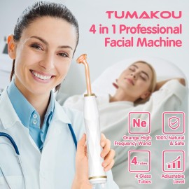 TUMAKOU Portable High Frequency Facial Machine - Orange High Frequency Face Skin Wand Device TUMAKOU Portable High Frequency Facial Machine - Orange High Frequency Face Skin Wand Device