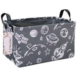 FANKANG Storage Basket,Nursery Hamper Canvas Laundry Basket Foldable with Waterproof PE Coating Storage, Office, Bedroom, Clothes,Toys (Rec-Space Planet)