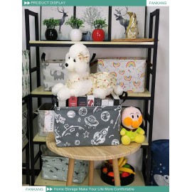FANKANG Storage Basket,Nursery Hamper Canvas Laundry Basket Foldable with Waterproof PE Coating Storage, Office, Bedroom, Clothes,Toys (Rec-Space Planet)