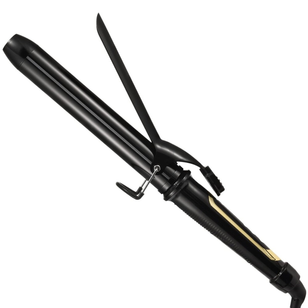 Lanvier 1.25 Inch Clipped Curling Iron with Extra Long Tourmaline Ceramic Barrel, Professional 1 1/4 Inch Hair Curler up to 450F Dual Voltage for Traveling, Hair Waving Style Tool-Black