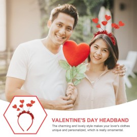 Lurrose Womens Red Heart Head Bopper Headband Sequin Valentines Day Hair Band Hoop Glitter Tinsel Headpiece Hair for New Year Holiday Wedding Birthday Party Womens Headbands