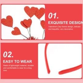 Lurrose Womens Red Heart Head Bopper Headband Sequin Valentines Day Hair Band Hoop Glitter Tinsel Headpiece Hair for New Year Holiday Wedding Birthday Party Womens Headbands