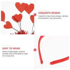 Lurrose Womens Red Heart Head Bopper Headband Sequin Valentines Day Hair Band Hoop Glitter Tinsel Headpiece Hair for New Year Holiday Wedding Birthday Party Womens Headbands