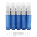 Newzoll 10ml Frosted Dark Blue Glass Spray Bottles with 10 Funnels 5 Pipettes, Small Fine Mist Sprayer Bottles Vials Tube Containers for Essential Oils Perfume Cosmetic, Pack of 10