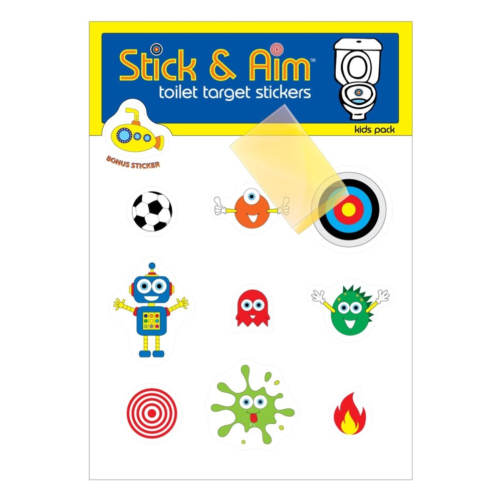Kids Pack - Toilet Target Stickers with Sticker Applicator Tool, Potty Stickers for Potty Training, Toilet Targets for Potty Training Boys. Toilet Stickers for Boys Aim.