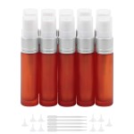 Newzoll 10ml Frosted Orange Glass Spray Bottles with 10 Funnels 5 Pipettes, Small Fine Mist Sprayer Bottles Vials Tube Containers for Essential Oils Perfume Cosmetic, Pack of 10