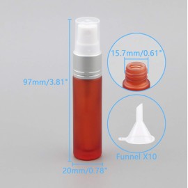 Newzoll 10ml Frosted Orange Glass Spray Bottles with 10 Funnels 5 Pipettes, Small Fine Mist Sprayer Bottles Vials Tube Containers for Essential Oils Perfume Cosmetic, Pack of 10