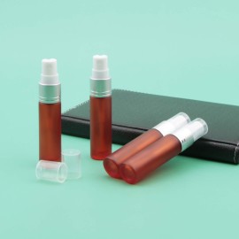 Newzoll 10ml Frosted Orange Glass Spray Bottles with 10 Funnels 5 Pipettes, Small Fine Mist Sprayer Bottles Vials Tube Containers for Essential Oils Perfume Cosmetic, Pack of 10