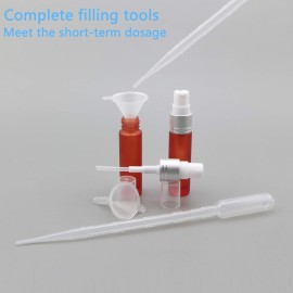 Newzoll 10ml Frosted Orange Glass Spray Bottles with 10 Funnels 5 Pipettes, Small Fine Mist Sprayer Bottles Vials Tube Containers for Essential Oils Perfume Cosmetic, Pack of 10