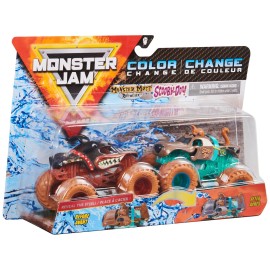 Monster Jam, Official Monster Mutt Rottweiler Vs. Scooby Doo Color-Changing Die-Cast Monster Trucks, 1:64 Scale