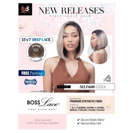 Bobbiboss 13x7 Deep Lace Free Parting Wig - MLF600 GINA, Natural Baby Hair with Pre Plucked, First Class Hair Wig and Flex Fit Cap (TT4/D.BLD)