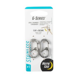 Nite Ize GS1-11-2R6 G-Series Dual Chamber Carabiner, Size 1,Stainless Steel, 2 Count (Pack of 1)