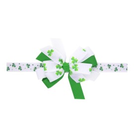 JustMyDress St. Patricks Day Baby Elastic Knitted Crochet Ribbon Hair Bow Headbands JHSP03 (2 Pcs-A)
