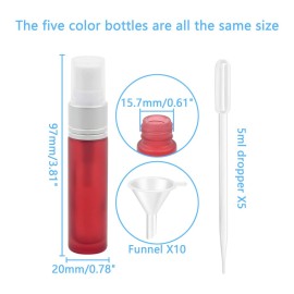 Newzoll 10Pcs 10ml (1/3oz) Frosted Glass Spray Bottles with 10 Funnels 5 Pipettes, Small Fine Mist Sprayer Bottles Vials Tube Containers for Essential Oils Perfume Cosmetic, Silver Cap