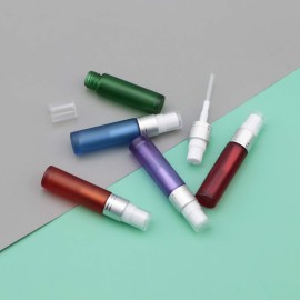 Newzoll 10Pcs 10ml (1/3oz) Frosted Glass Spray Bottles with 10 Funnels 5 Pipettes, Small Fine Mist Sprayer Bottles Vials Tube Containers for Essential Oils Perfume Cosmetic, Silver Cap