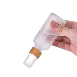 6 Pack,1.7 oz Clear Glass Atomizer Bottle for Essential Oils,Empty Portable Glass Perfume Spray Bottle with Bamboo Cap Travel Fine Mist Vial Liquid Cosmetic Container