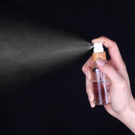 6 Pack,1.7 oz Clear Glass Atomizer Bottle for Essential Oils,Empty Portable Glass Perfume Spray Bottle with Bamboo Cap Travel Fine Mist Vial Liquid Cosmetic Container