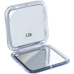 MIRRORVANA Small Travel Makeup Mirror with 12X and 1X Magnification - Compact, Pocket-Size, Handheld - Magnified Compact Mirror for Close Up Cosmetic Application and Tweezing - Square 3.3 x 3.3