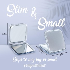 MIRRORVANA Small Travel Makeup Mirror with 12X and 1X Magnification - Compact, Pocket-Size, Handheld - Magnified Compact Mirror for Close Up Cosmetic Application and Tweezing - Square 3.3 x 3.3