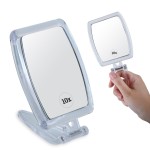 MIRRORVANA High Magnification Travel Hand Mirror - Foldable 10X & 1X Magnifying Makeup Mirror, 3-in-1 Hand Mirror, Hanging Mirror, Table Mirror - 3.3 x 7.3 (Unfolded) / 3.3 x 4.4 (Folded)