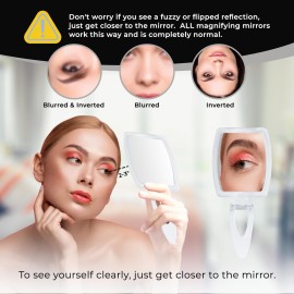 MIRRORVANA High Magnification Travel Hand Mirror - Foldable 10X & 1X Magnifying Makeup Mirror, 3-in-1 Hand Mirror, Hanging Mirror, Table Mirror - 3.3 x 7.3 (Unfolded) / 3.3 x 4.4 (Folded) MIRRORVANA High Magnification Travel Hand Mirror - Foldable 10X & 1X Magnifying Makeup Mirror, 3-in-1 Hand Mirror, Hanging Mirror, Table Mirror - 3.3 x 7.3 (Unfolded) / 3.3 x 4.4 (Folded)