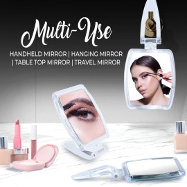 MIRRORVANA High Magnification Travel Hand Mirror - Foldable 10X & 1X Magnifying Makeup Mirror, 3-in-1 Hand Mirror, Hanging Mirror, Table Mirror - 3.3 x 7.3 (Unfolded) / 3.3 x 4.4 (Folded) MIRRORVANA High Magnification Travel Hand Mirror - Foldable 10X & 1X Magnifying Makeup Mirror, 3-in-1 Hand Mirror, Hanging Mirror, Table Mirror - 3.3 x 7.3 (Unfolded) / 3.3 x 4.4 (Folded)