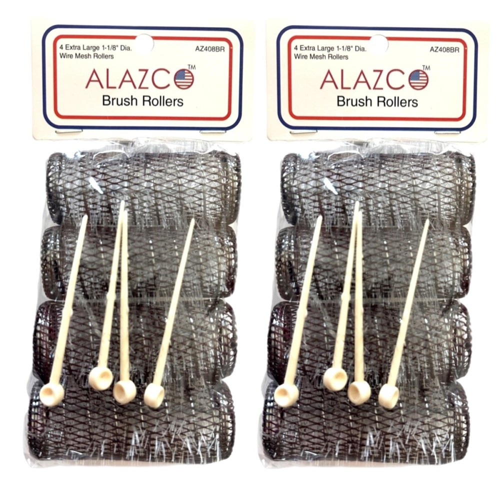 ALAZCO 8 pc Vintage Style Hair Rollers XLarge BRUSH ROLLERS & 8 PINS (8 XL Rollers) ALAZCO 8 pc Vintage Style Hair Rollers XLarge BRUSH ROLLERS & 8 PINS (8 XL Rollers)