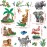 Amaonm Creative Giant Removable Cartoon Zoo Wild Jungle Animals 3D DIY Lion Giraffe Elephant Tree Wall Decals Nursery Decor for Kids Bedroom Living Room Playroom Classroom Hospital Decoration (b)