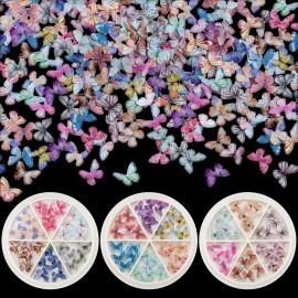 PAGOW 90pcs 3D Acrylic Butterfly Charms, 18 Color Nail Glitter Sets, Novel Design Acrylic Nail Charms for Art Decoration & DIY Crafting