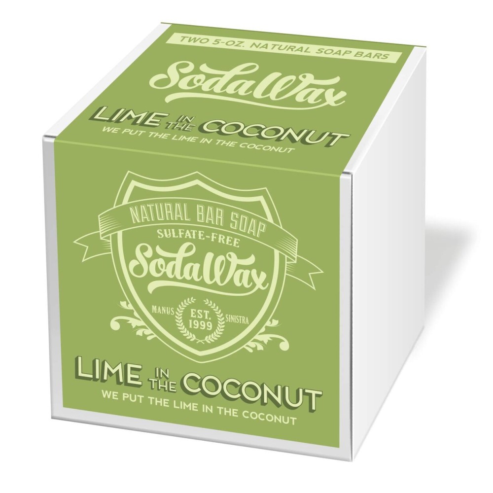 SodaWax Natural Bar Soap (2-Pack) LIME IN THE COCONUT (10oz/280g) Any 3 Items SHIP FREE