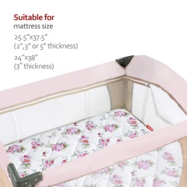 Pack and Play Sheets Fitted, Breathable Thick Playard Lovely Print Cover 39275 Compatible with Graco Pack n Play, Floral