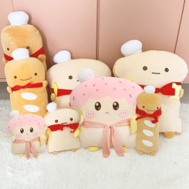 ARELUX Funny 21.6in Toast Baguette Pillow,French Baguette Shape Plush Hugging Pillow with Red Scarf,Soft Toast Food Sofa Cushion Home Decor,Plush Toy for Friends Family Birthday