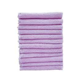 Kyapoo Baby Washcloths 12 Pack 12x12 Inches Microfiber Coral Fleece Extra Absorbent and Soft for Newborns, Infants and Toddlers-Purple