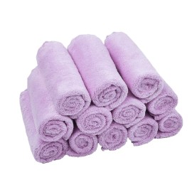 Kyapoo Baby Washcloths 12 Pack 12x12 Inches Microfiber Coral Fleece Extra Absorbent and Soft for Newborns, Infants and Toddlers-Purple