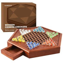 12.7 Inches Wooden Chinese Checkers Set with Stora..