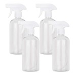 UUJOLY 17 oz Plastic Spray Bottle Trigger Empty Spray Bottles Clear Refillable Container for Water, Essential Oils, Hair, Cleaning Products, Adjustable Head Sprayer and Stream (4 Pack/500ml)