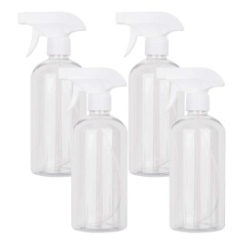 UUJOLY 17 oz Plastic Spray Bottle Trigger Empty Spray Bottles Clear Refillable Container for Water, Essential Oils, Hair, Cleaning Products, Adjustable Head Sprayer and Stream (4 Pack/500ml)