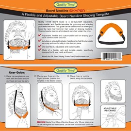 Quality Time Beard Neckline Shaper Guide; Hands-Free, Flexible, Adjustable, Beard Template, Do-it-yourself Neck Haircut Tool, Beard Lineup Shaping Guard/Stencil, Made in USA, Patented.