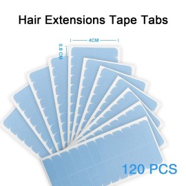 SUYYA 120 Pieces Hair Extension Tape Tabs Double Sided Extension Tapes for Replacement 4cm x0.8cm (Blue 120 Pieces)