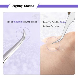 LANKIZ Eyelash Extension Tweezers Set 5 PCS for Volume Lash Extensions Stainless Steel Straight and Curved Tips Eyelash Tweezers for Extensions Isolation Fanning Applicator -Silver LANKIZ Eyelash Extension Tweezers Set 5 PCS for Volume Lash Extensions Stainless Steel Straight and Curved Tips Eyelash Tweezers for Extensions Isolation Fanning Applicator -Silver