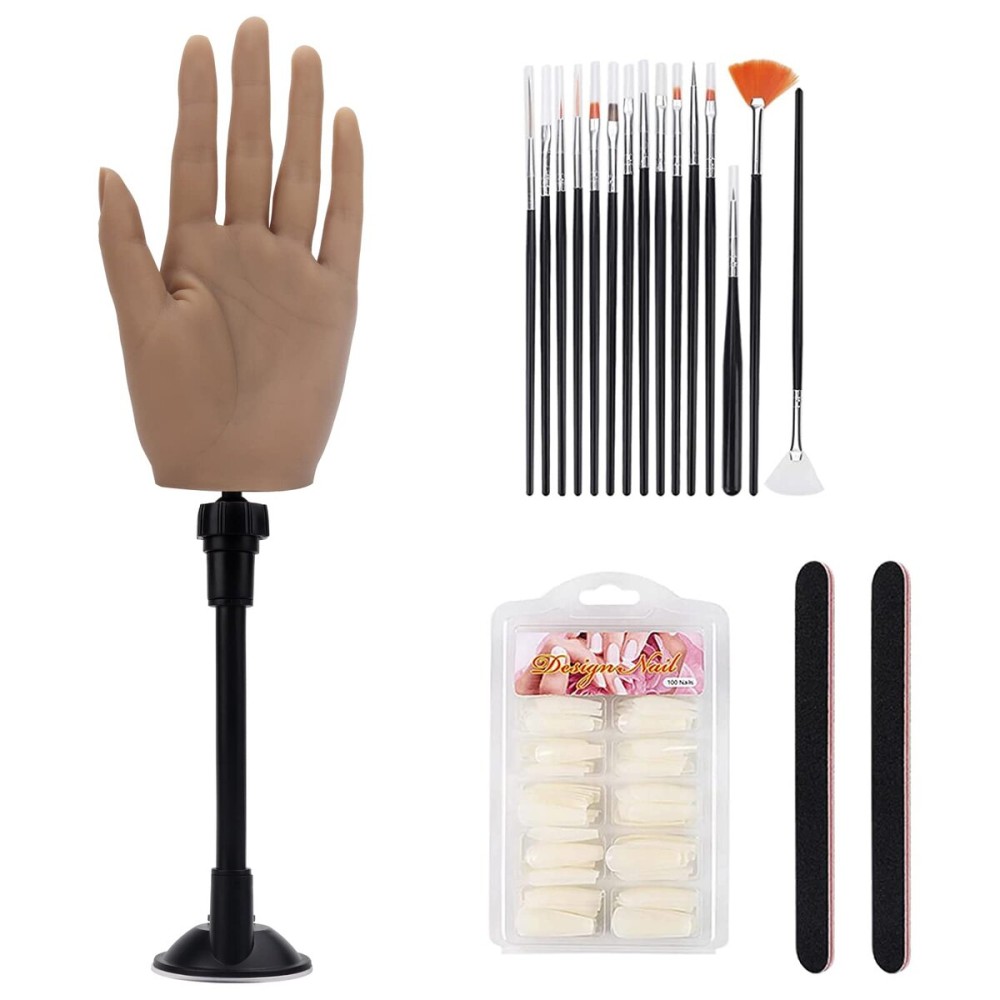 Silicone Practice Hand for Acrylic Nails with Bracket,Realistic Nail Practice Hand Stand, Flexible Bendable Nail Training Mannequin Hand for Nails Practice Nail Art Tools (Left Hand) Silicone Practice Hand for Acrylic Nails with Bracket,Realistic Nail Practice Hand Stand, Flexible Bendable Nail Training Mannequin Hand for Nails Practice Nail Art Tools (Left Hand)