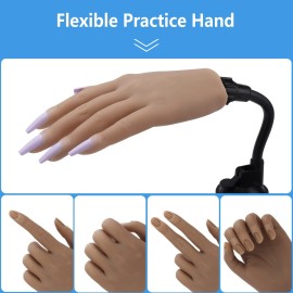 Silicone Practice Hand for Acrylic Nails with Bracket,Realistic Nail Practice Hand Stand, Flexible Bendable Nail Training Mannequin Hand for Nails Practice Nail Art Tools (Left Hand) Silicone Practice Hand for Acrylic Nails with Bracket,Realistic Nail Practice Hand Stand, Flexible Bendable Nail Training Mannequin Hand for Nails Practice Nail Art Tools (Left Hand)