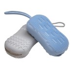 Serenity Select 2 Exfoliating Silicone Body Sponges, Double-Sided Bath or Shower Body Brush, Silicon Loofah/Built-in Sponge - Cleans & Stimulates Circulation. Christmas Stocking, Hanukkah- Blue/Gray