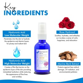 Blue Beautifly Pure Rose Hyaluronic Acid Serum for Face - True Anti-Aging Elixir with 2% HA-Hi & Lo Molecular Weight - Microneedling Serum to Restore Elasticity & Promote Collagen Production - 1 fl oz